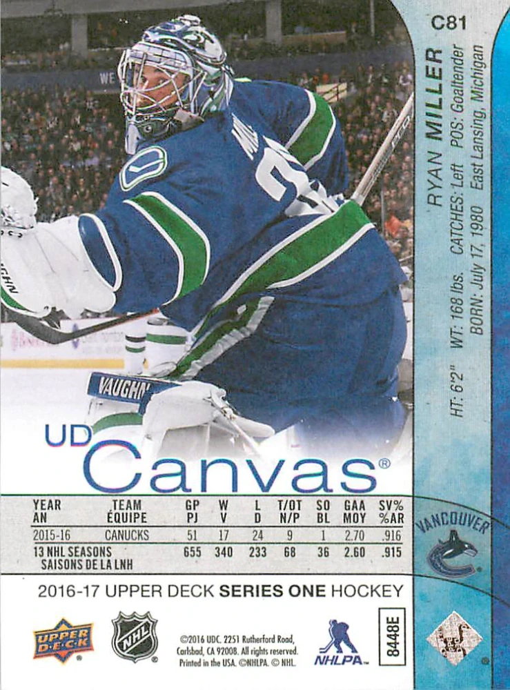 2016-17 UD Series 1 - Ryan Miller - Canvas #C81