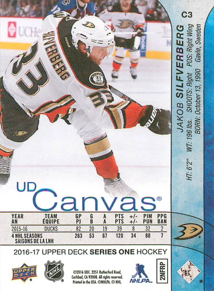 2016-17 UD Series 1 - Jakob Silfverberg - Canvas #C3