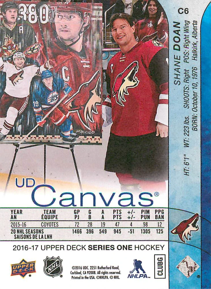 2016-17 UD Series 1 - Shane Doan - Canvas #C6