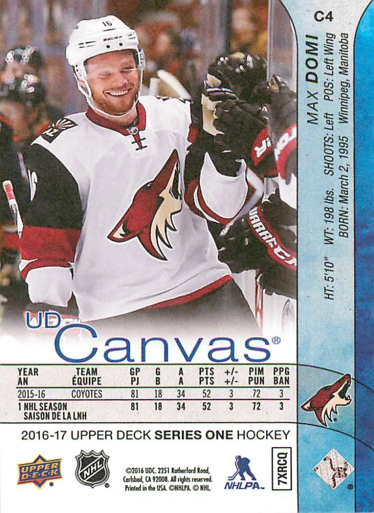 2016-17 UD Series 1 - Max Domi - Canvas #C4