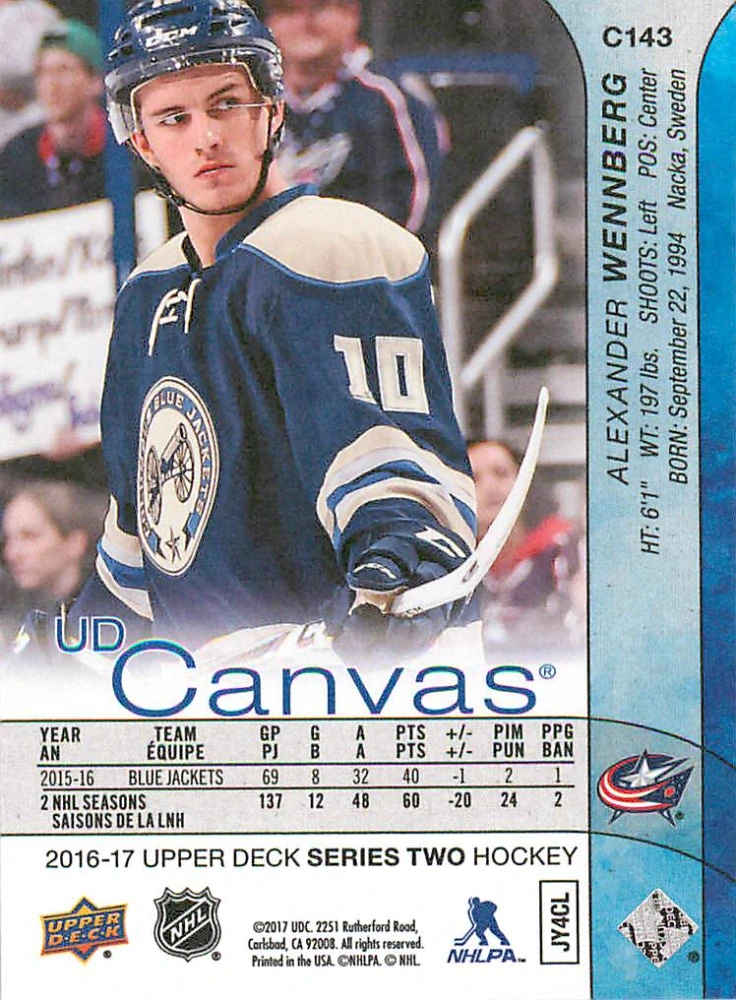 2016-17 UD Series 2 - Alexander Wennberg - Canvas #C143