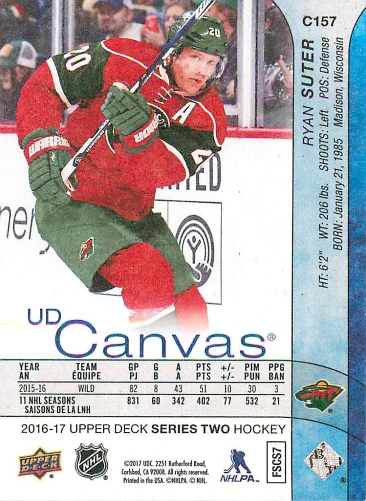 2016-17 UD Series 2 - Ryan Suter - Canvas #C157