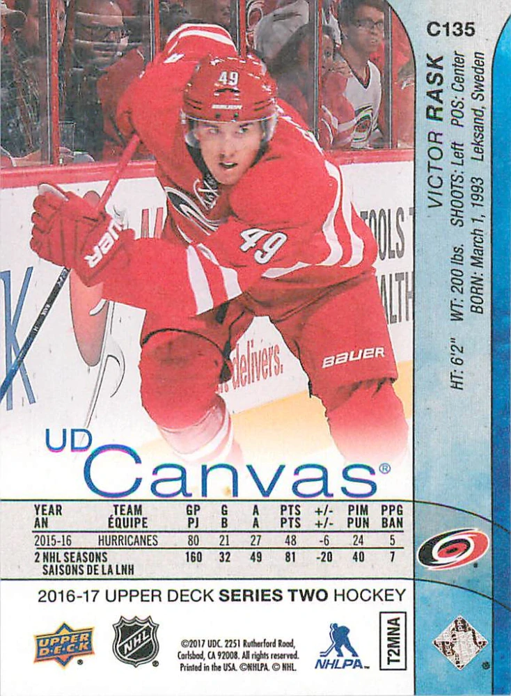 2016-17 UD Series 2 - Victor Rask - Canvas #C135