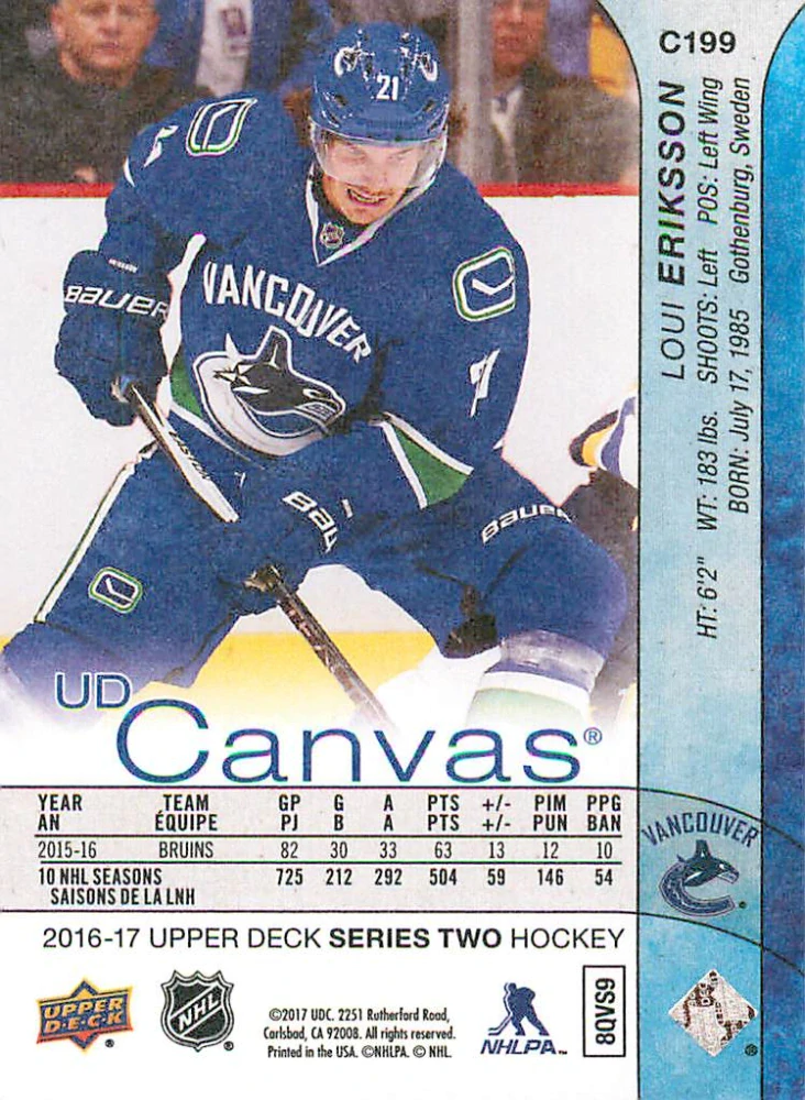 2016-17 UD Series 2 - Loui Eriksson - Canvas #C199
