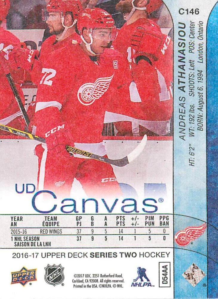 2016-17 UD Series 2 - Andreas Athanasiou - Canvas #C146