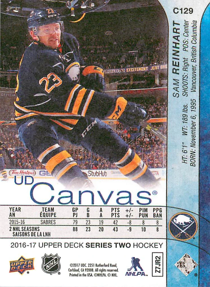 2016-17 UD Series 2 - Sam Reinhart - Canvas #C129