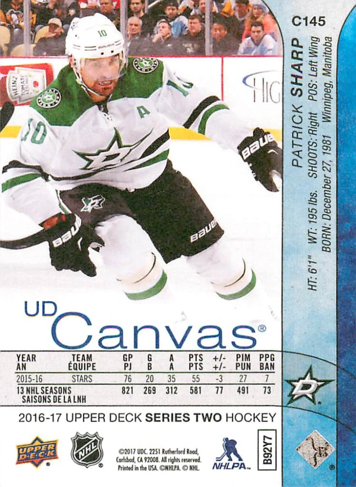 2016-17 UD Series 2 - Patrick Sharp - Canvas #C145