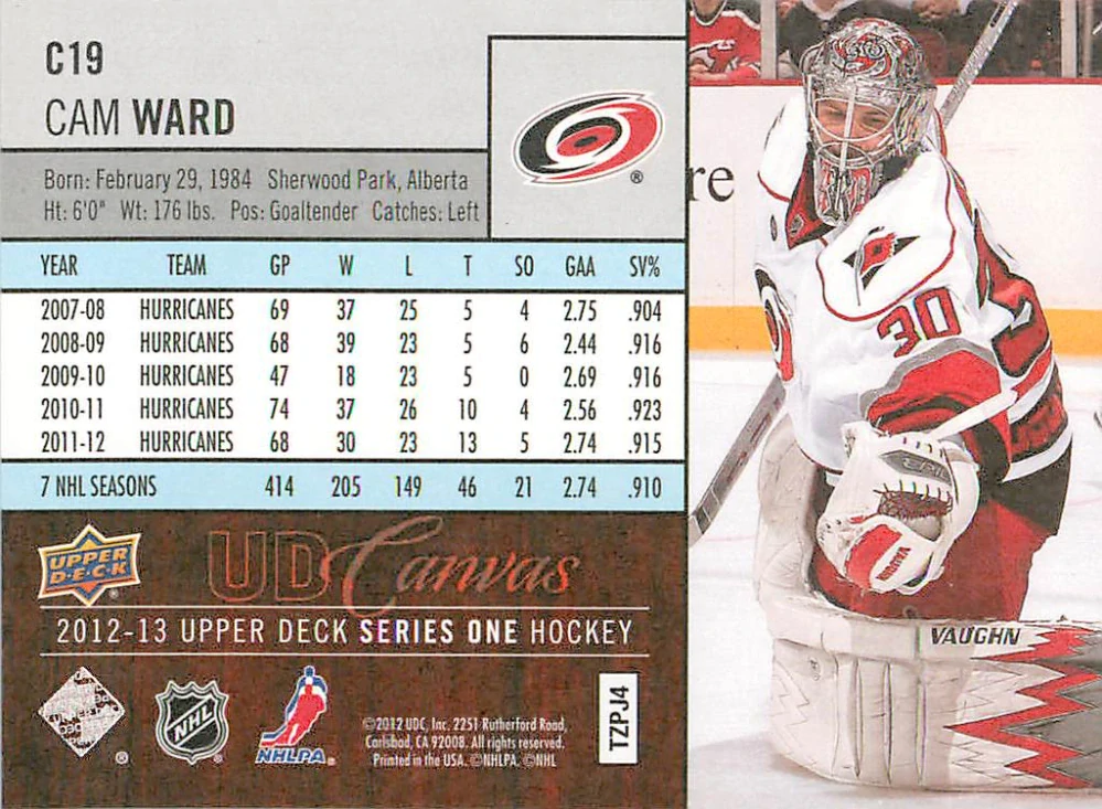 2012-13 UD Series 1 - Cam Ward - Canvas #C19