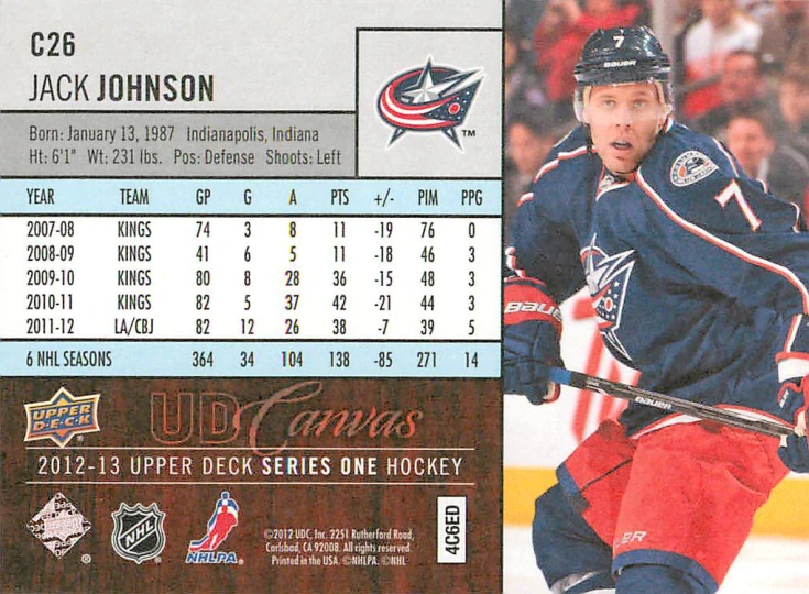 2012-13 UD Series 1 - Jack Johnson - Canvas #C26