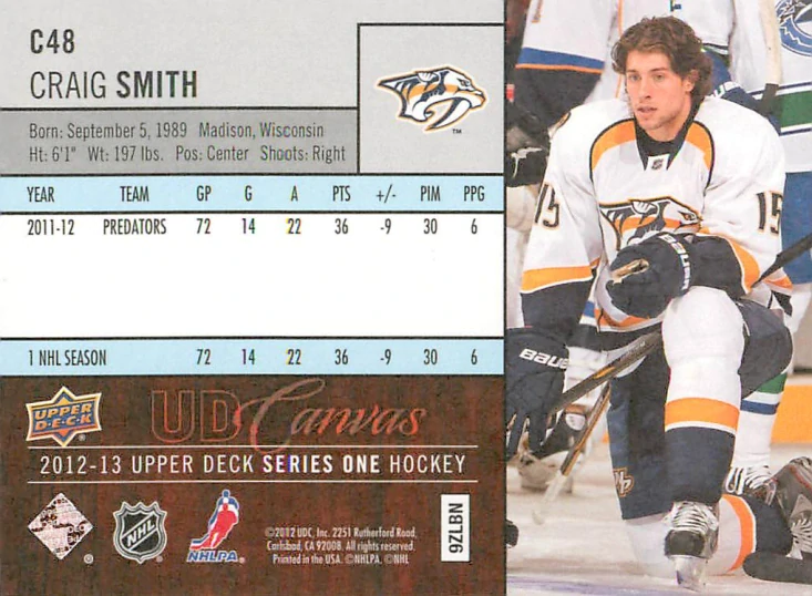 2012-13 UD Series 1 - Craig Smith - Canvas #C48