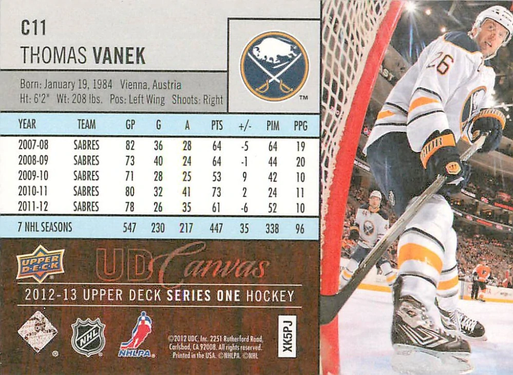 2012-13 UD Series 1 - Thomas Vanek - Canvas #C11