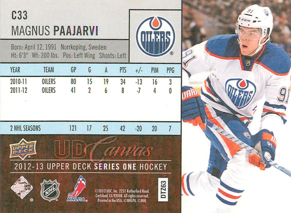 2012-13 UD Series 1 - Magnus Paajarvi - Canvas #C33