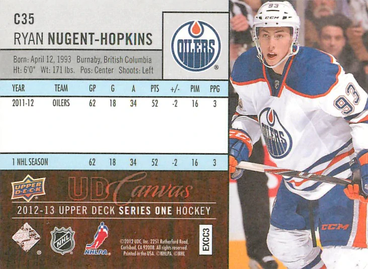 2012-13 UD Series 1 - Ryan Nugent-Hopkins - Canvas #C35