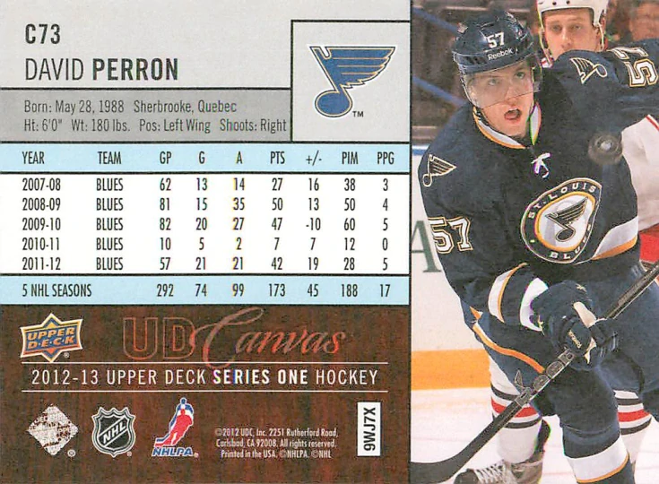 2012-13 UD Series 1 - David Perron - Canvas #C73
