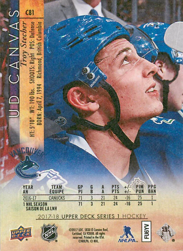 2017-18 UD Series 1 - Troy Stecher - Canvas #C81