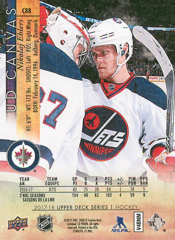 2017-18 UD Series 1 - Nikolaj Ehlers - Canvas #C88