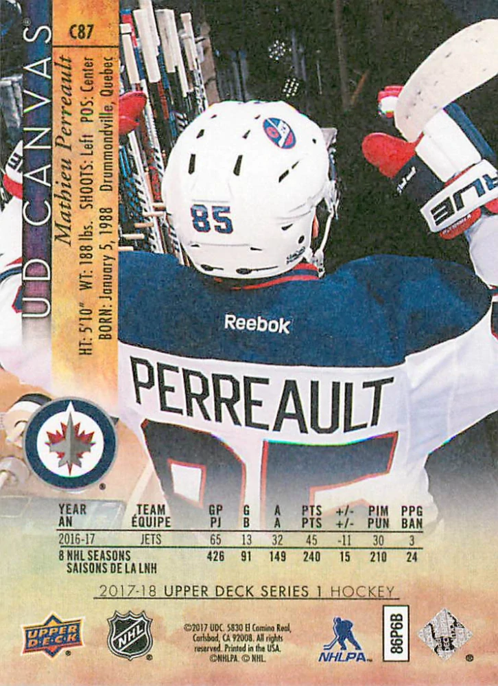 2017-18 UD Series 1 - Mathieu Perreault - Canvas #C87