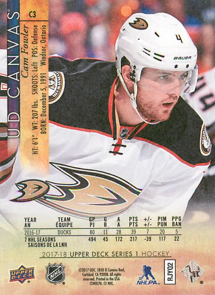 2017-18 UD Series 1 - Cam Fowler - Canvas #C3