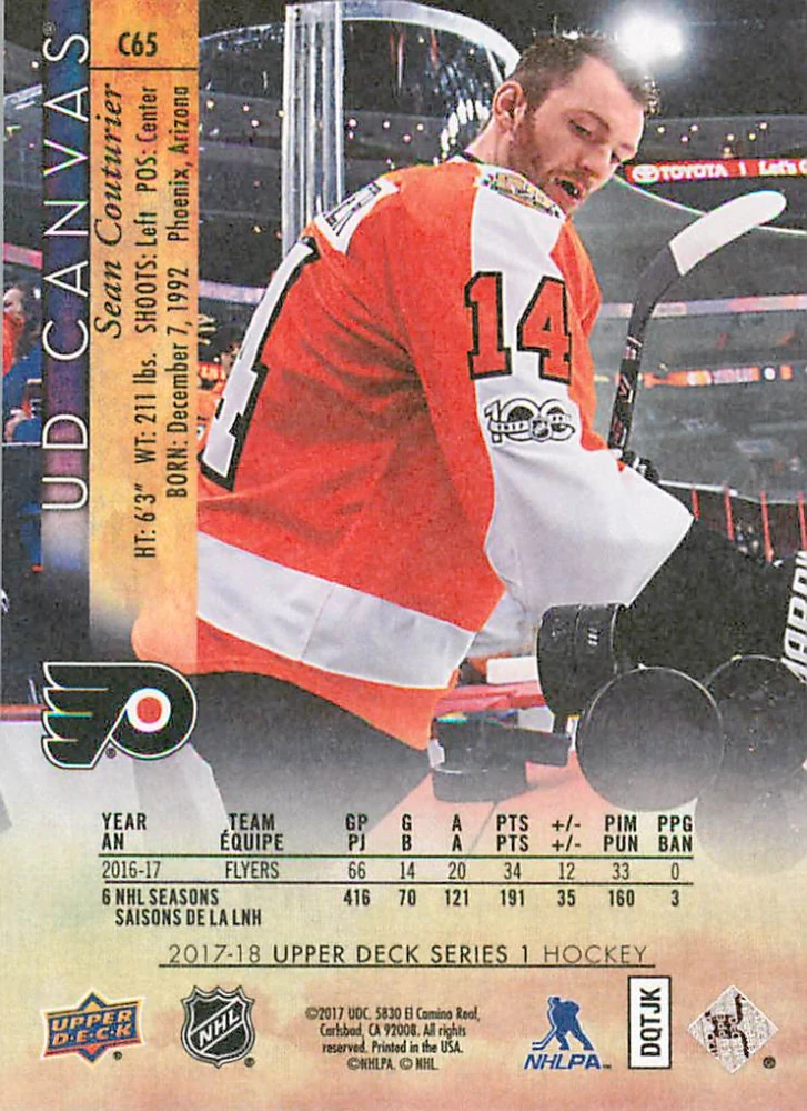 2017-18 UD Series 1 - Sean Couturier - Canvas #C65