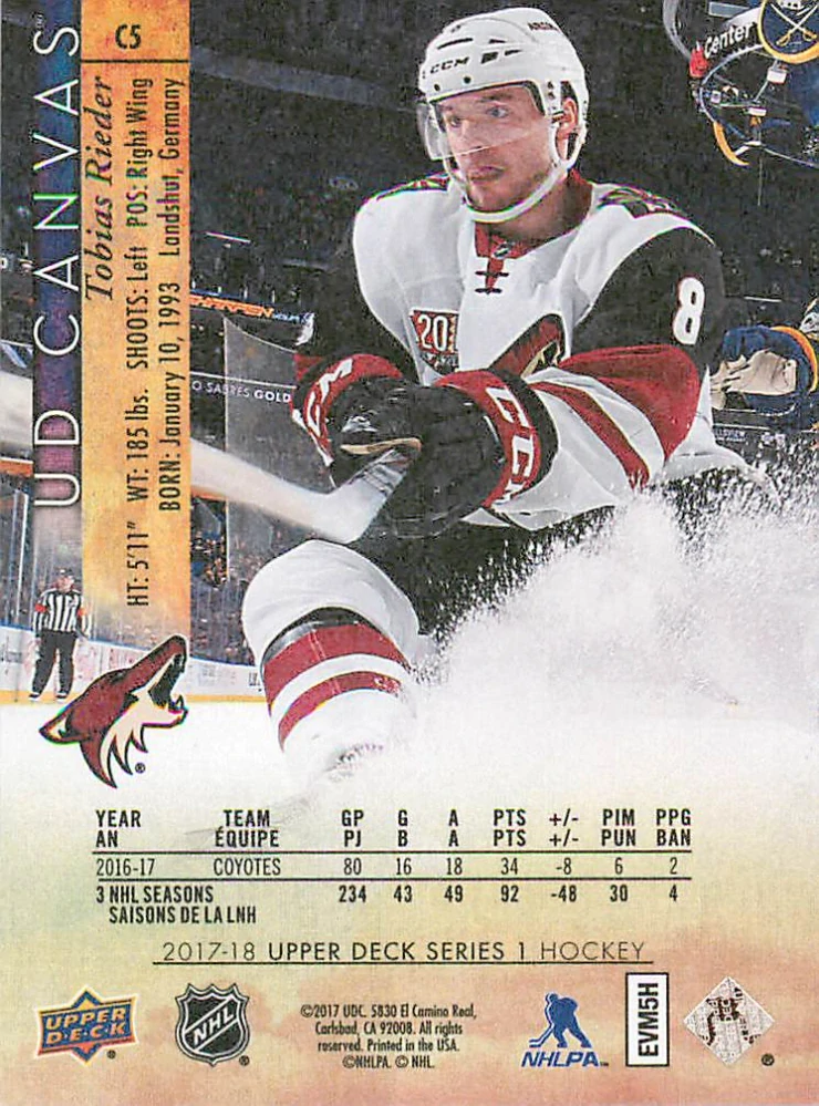 2017-18 UD Series 1 - Tobias Rieder - Canvas #C5