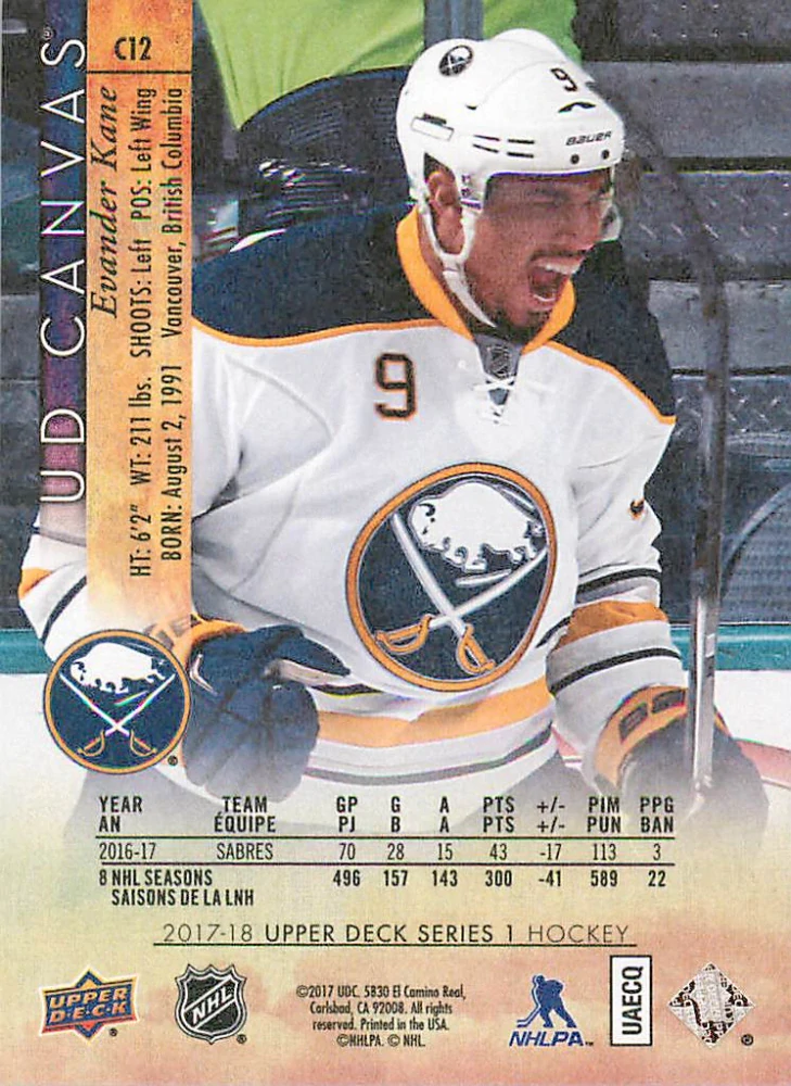 2017-18 UD Series 1 - Evander Kane - Canvas #C12