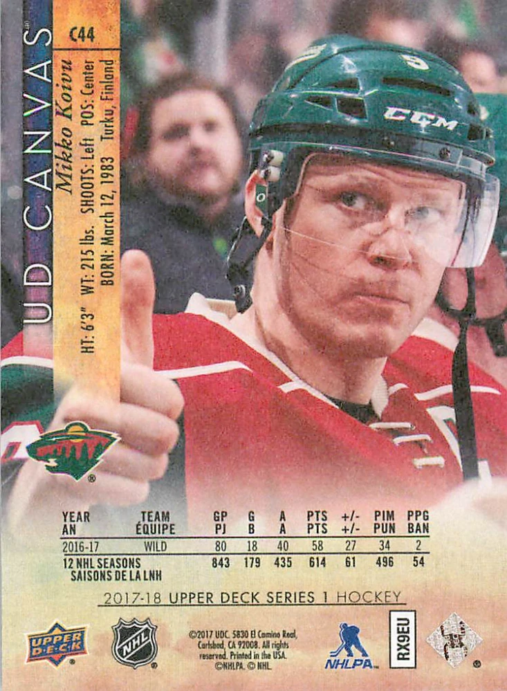 2017-18 UD Series 1 - Mikko Koivu - Canvas #C44