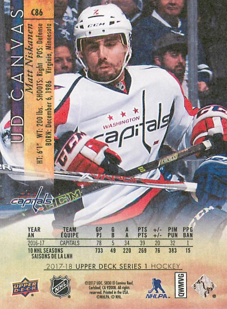 2017-18 UD Series 1 - Matt Niskanen - Canvas #C86