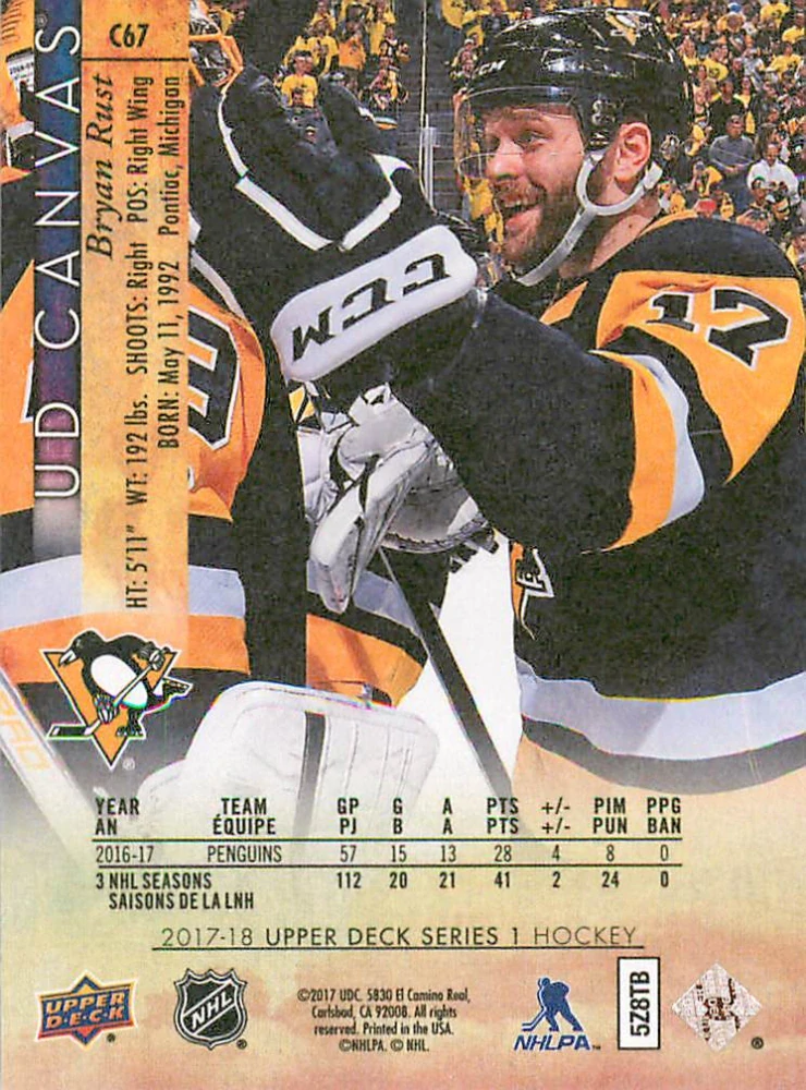 2017-18 UD Series 1 - Bryan Rust - Canvas #C67