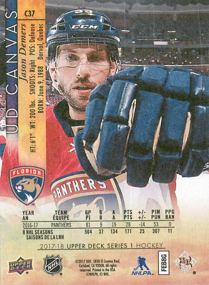 2017-18 UD Series 1 - Jason Demers - Canvas #C37