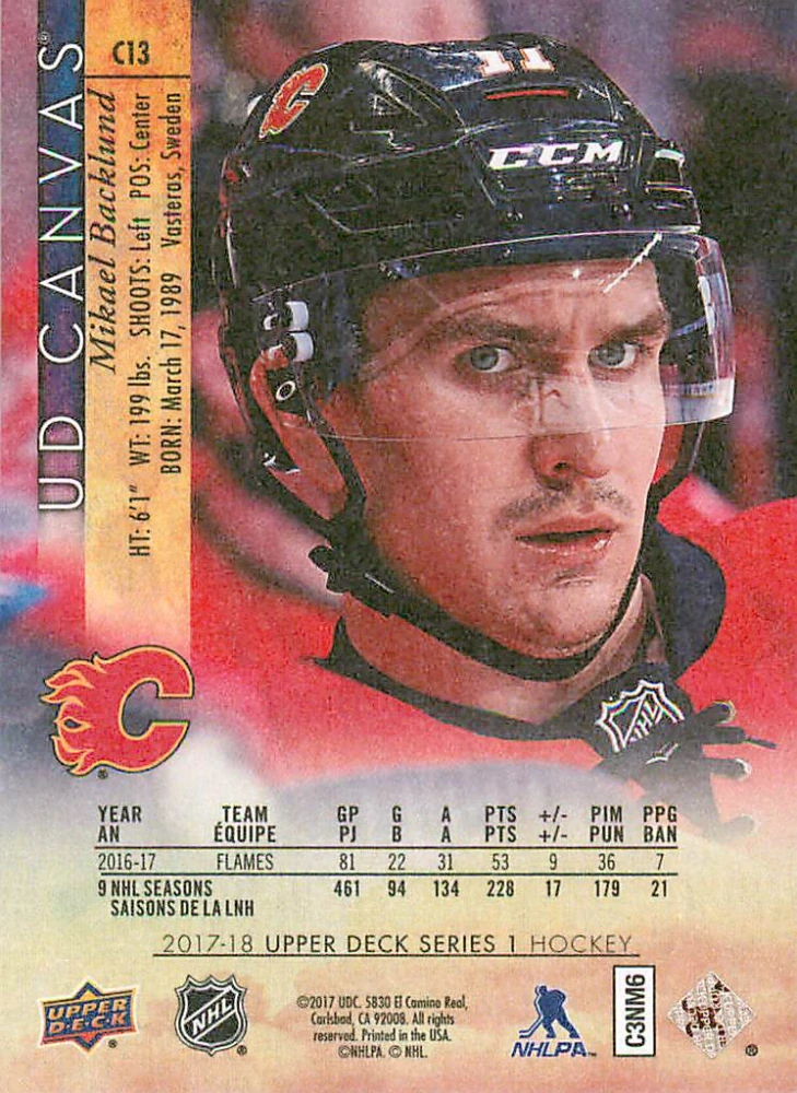 2017-18 UD Series 1 - Mikael Backlund - Canvas #C13