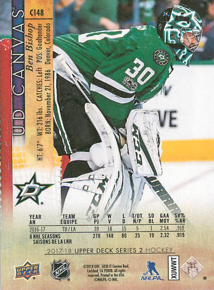 2017-18 UD Series 2 - Ben Bishop - Canvas #C148