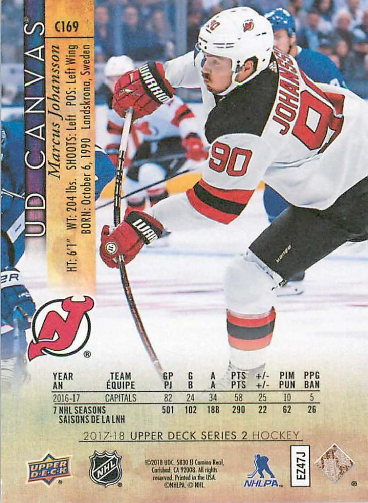 2017-18 UD Series 2 - Marcus Johansson - Canvas #C169