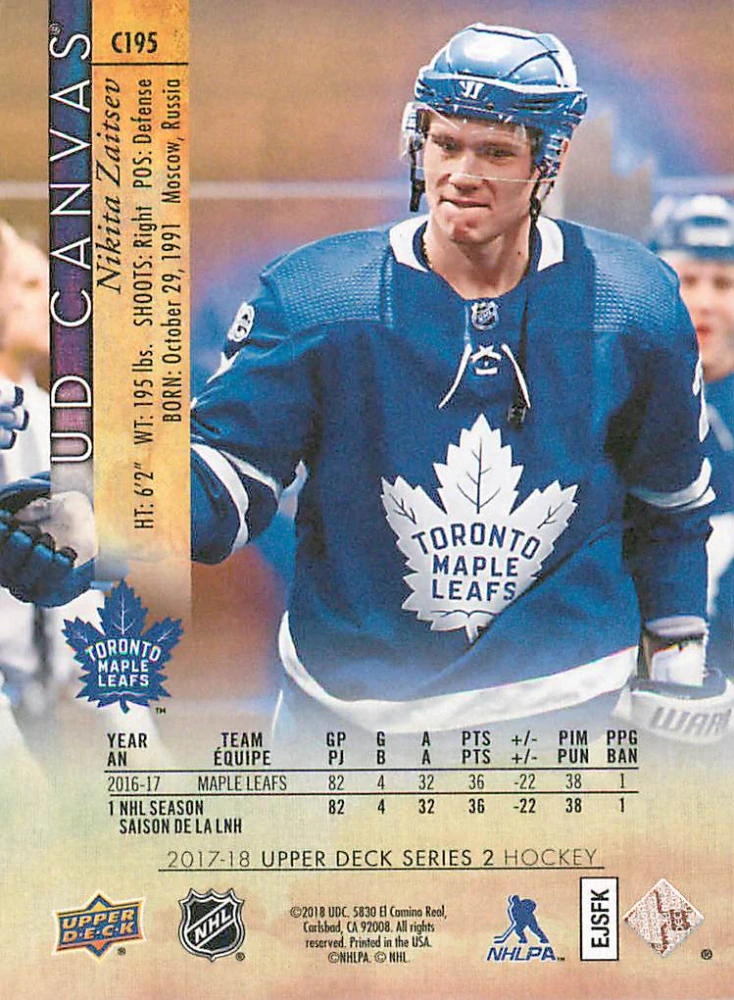 2017-18 UD Series 2 - Nikita Zaitsev - Canvas #C195