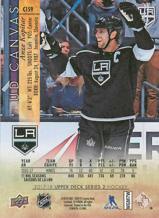 2017-18 UD Series 2 - Anze Kopitar - Canvas #C159