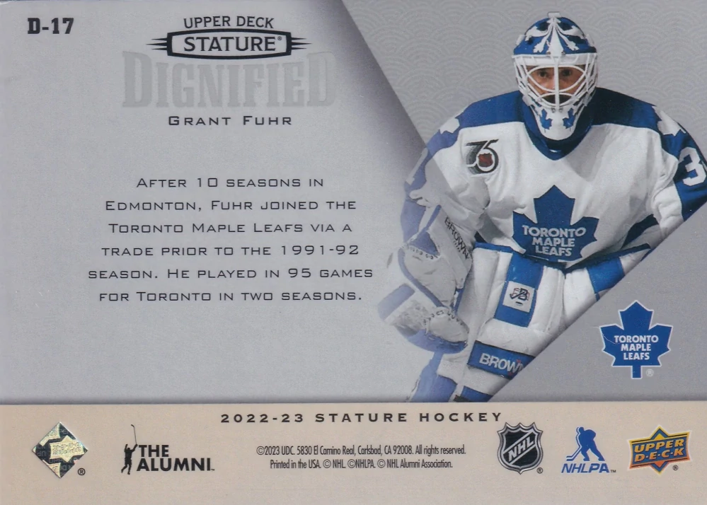 2022-23 UD Stature - Grant Fuhr - Dignified #D-17