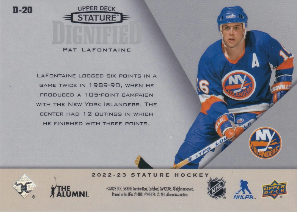 2022-23 UD Stature - Pat LaFontaine - Dignified #D-20