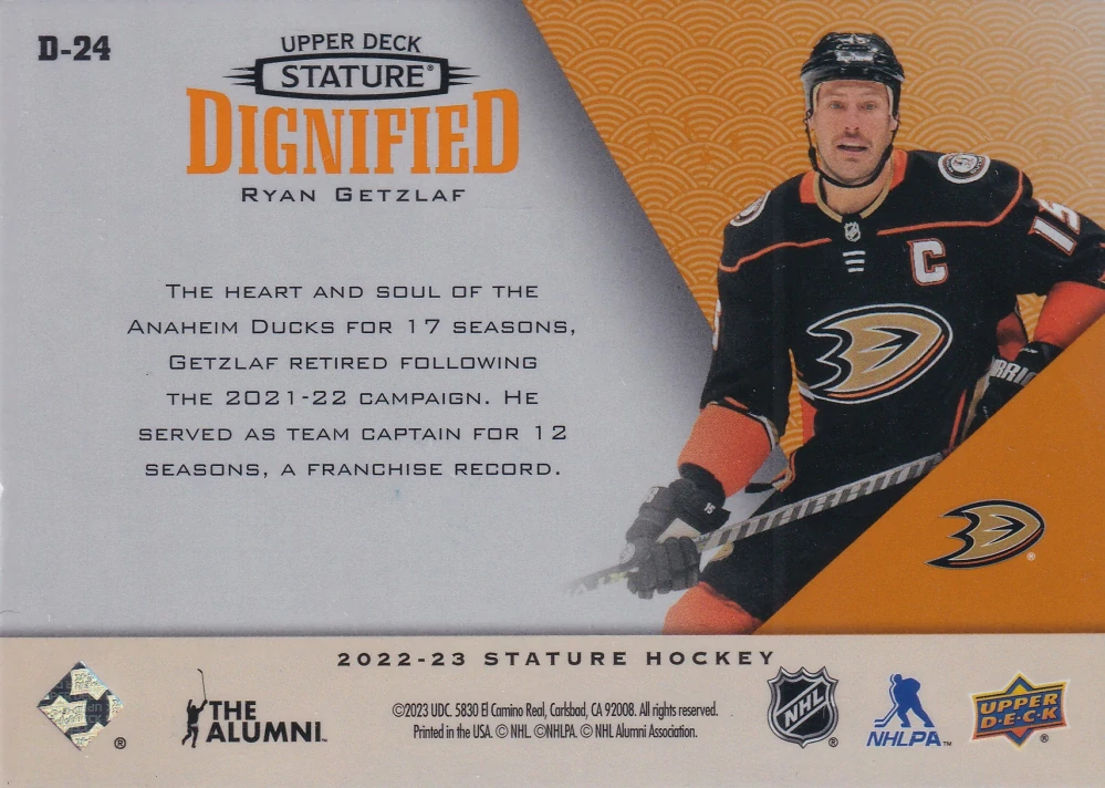 2022-23 UD Stature - Ryan Getzlaf - Dignified Orange /35 #D-24