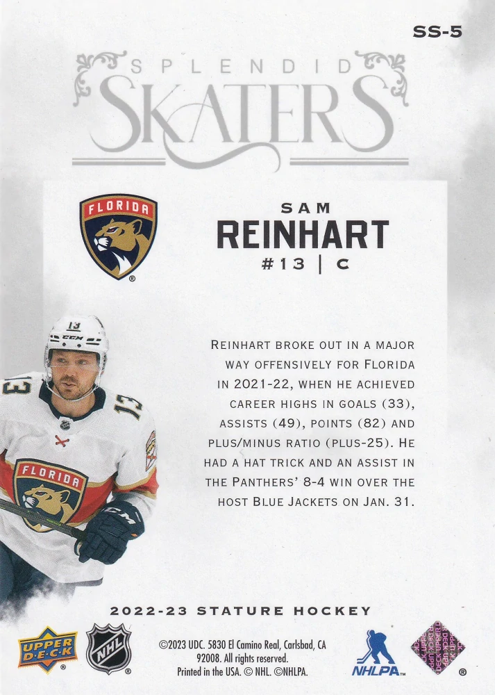 2022-23 UD Stature - Sam Reinhart - Splendid Skaters #SS-5