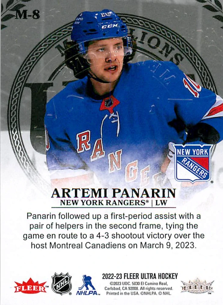 2022-23 UD Fleer Ultra - Artemi Panarin - Medallions #M-8