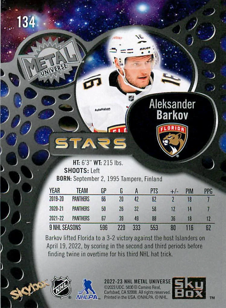 2022-23 UD Skybox Metal Universe - Aleksander Barkov - Gold Spectrum FX #134