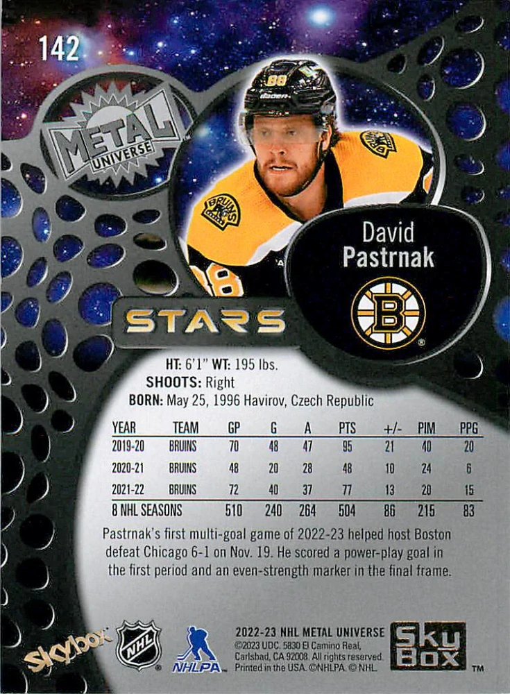 2022-23 UD Skybox Metal Universe - David Pastrňák - Gold Spectrum FX #142