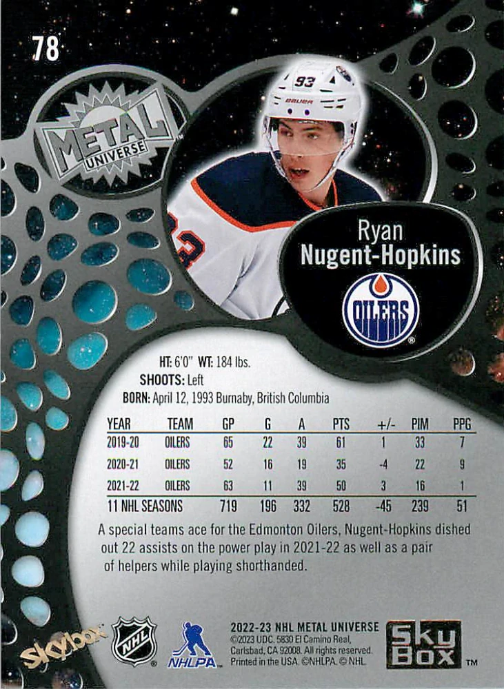 2022-23 UD Skybox Metal Universe - Ryan Nugent-Hopkins - Gold Spectrum FX #78