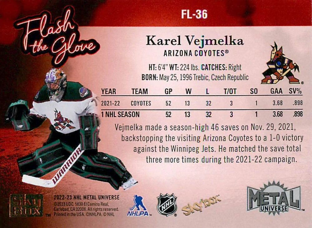 2022-23 UD Skybox Metal Universe - Karel Vejmelka - Flash The Glove #FL-36