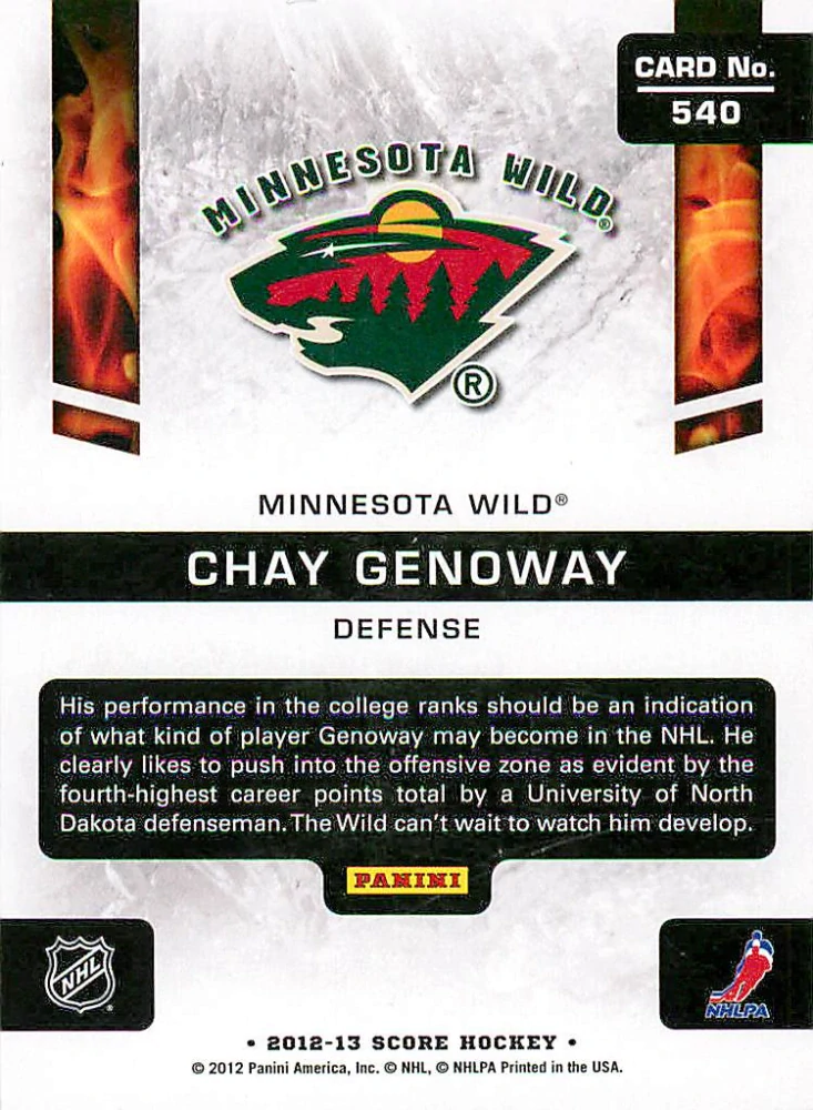 2012-13 Score - Chay Genoway - Hot Rookies #540
