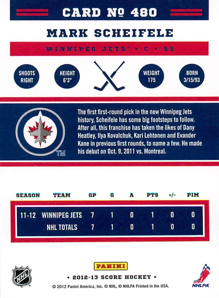 2012-13 Score - Mark Scheifele - Gold Rush #480