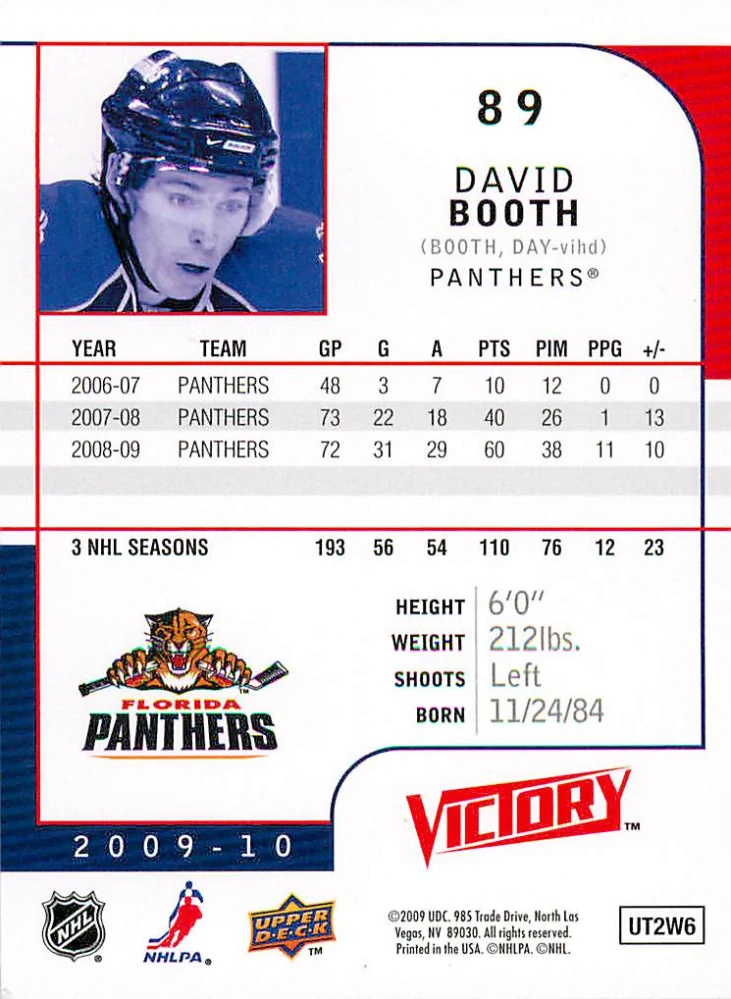 2009-10 UD Victory - David Booth #89