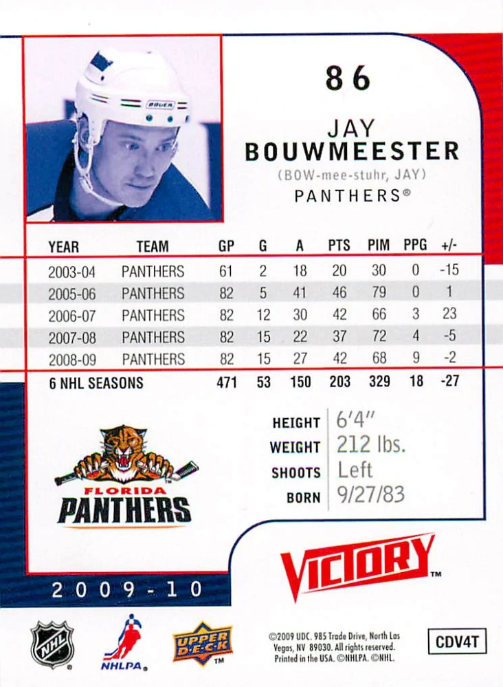 2009-10 UD Victory - Jay Bowmeester #86