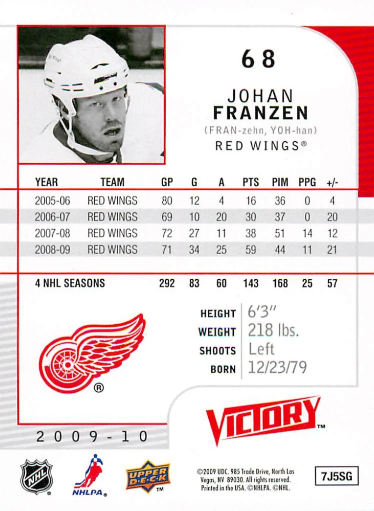 2009-10 UD Victory - Johan Franzen #68