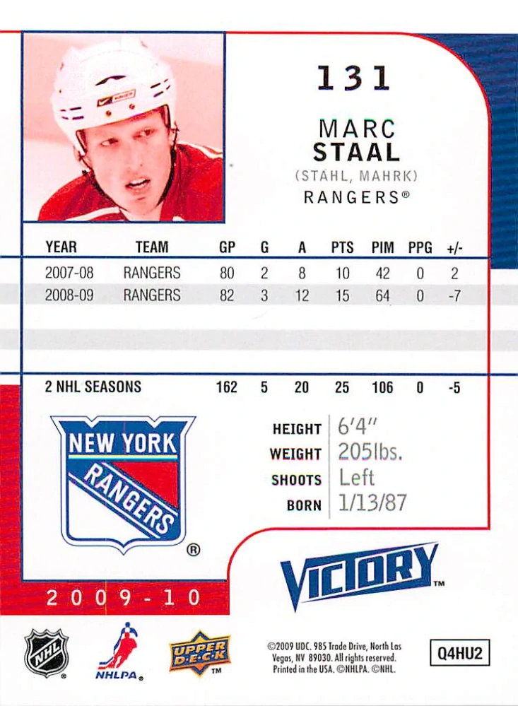2009-10 UD Victory - Marc Staal #131