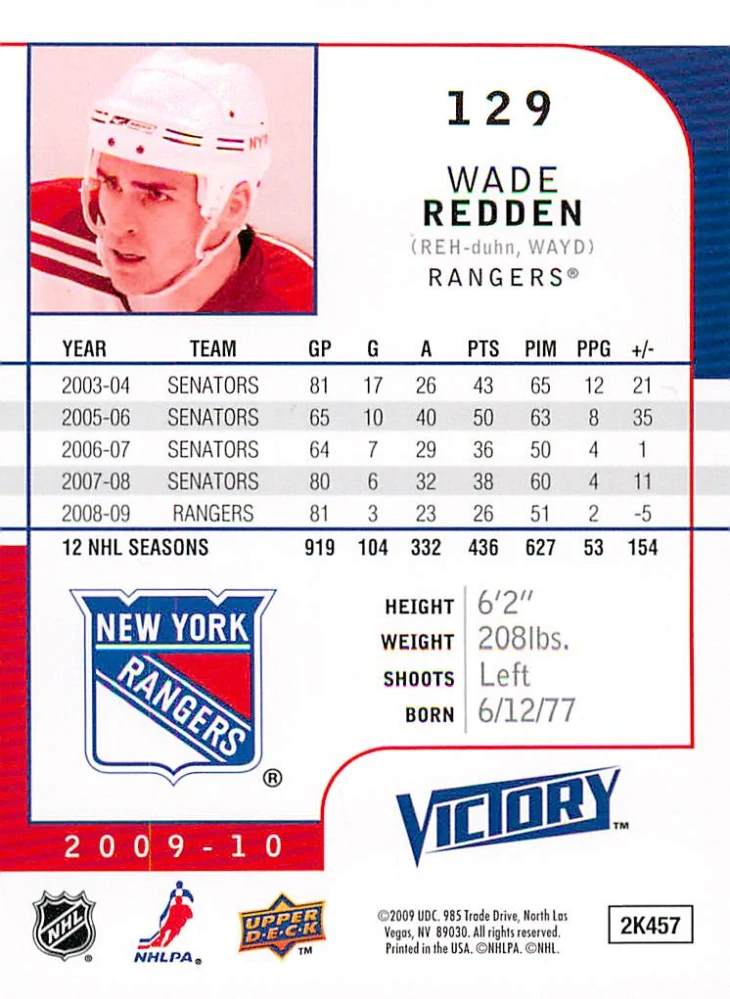 2009-10 UD Victory - Wade Redden #129